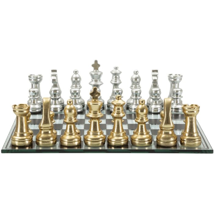 Mauro Ferretti Juego de ajedrez Blanco/Negro 50,5x50,5x14 cm