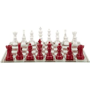 Mauro Ferretti Juego de ajedrez rojo blanco 61x61x14 cm