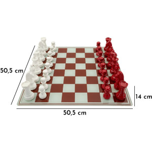 Mauro Ferretti Juego de ajedrez rojo blanco 61x61x14 cm
