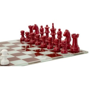 Mauro Ferretti Juego de ajedrez rojo blanco 61x61x14 cm