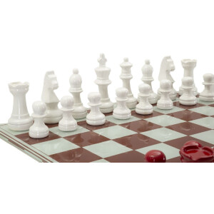 Mauro Ferretti Juego de ajedrez rojo blanco 61x61x14 cm