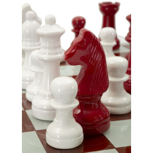 Mauro Ferretti Juego de ajedrez rojo blanco 61x61x14 cm