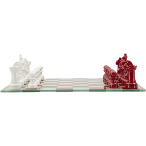 Mauro Ferretti Juego de ajedrez rojo blanco 61x61x14 cm