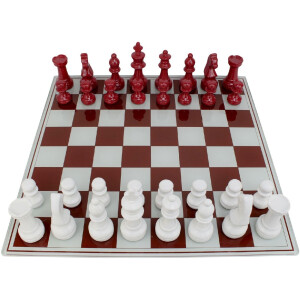 Mauro Ferretti Juego de ajedrez rojo blanco 61x61x14 cm