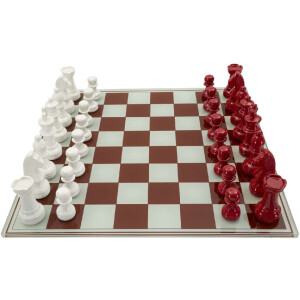 Mauro Ferretti Juego de ajedrez rojo blanco 61x61x14 cm