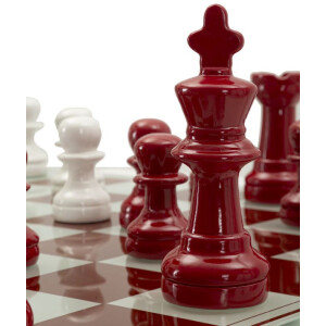 Mauro Ferretti Juego de ajedrez rojo blanco 61x61x14 cm
