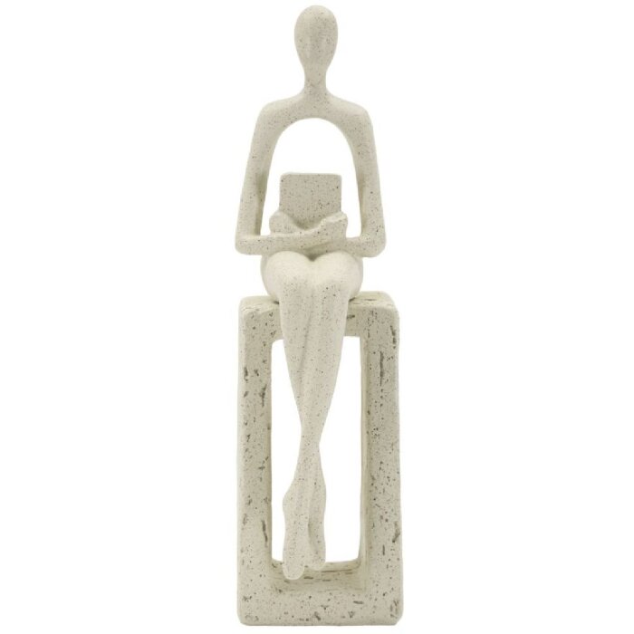 Mauro Ferretti Figuilla decorativa leyendo crema 8.5x6.5x24 cm
