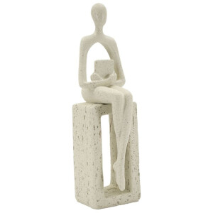 Mauro Ferretti Figuilla decorativa leyendo crema 8.5x6.5x24 cm
