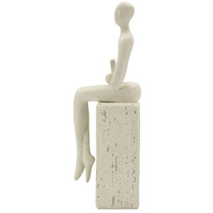Mauro Ferretti Figuilla decorativa leyendo crema 8.5x6.5x24 cm