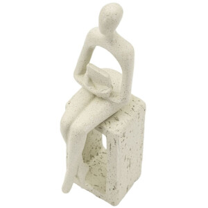Mauro Ferretti Figuilla decorativa leyendo crema 8.5x6.5x24 cm