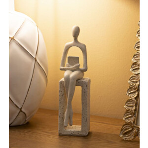 Mauro Ferretti Figuilla decorativa leyendo crema 8.5x6.5x24 cm