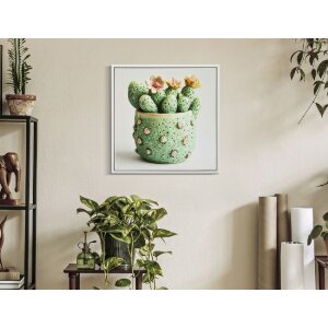 Mauro Ferretti Cuadro lienzo con marco, jarrón cactus 40x2,8x40 cm