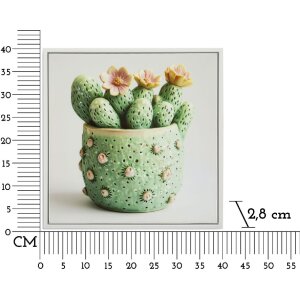 Mauro Ferretti Cuadro lienzo con marco, jarrón cactus 40x2,8x40 cm