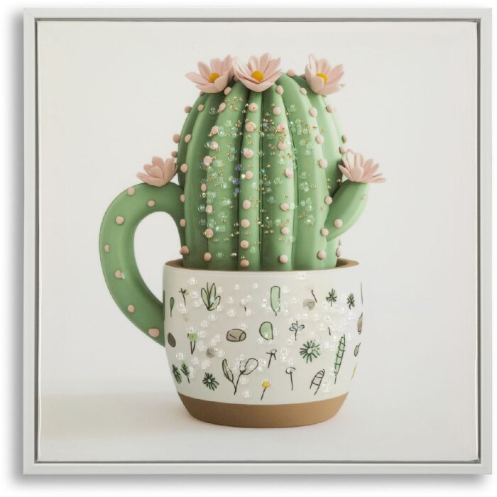 Mauro Ferretti Cuadro lienzo con marco Cactus en flor 40x2,8x40 cm