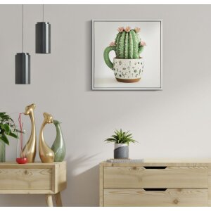Mauro Ferretti Cuadro lienzo con marco Cactus en flor 40x2,8x40 cm