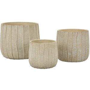 Mauro Ferretti Set de macetas Flocke 3 piezas 30,5x27 / 25x22,2 / 19,5x18 cm crema