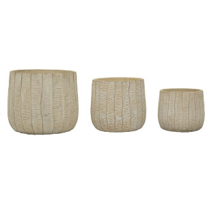 Mauro Ferretti Set de macetas Flocke 3 piezas 30,5x27 / 25x22,2 / 19,5x18 cm crema