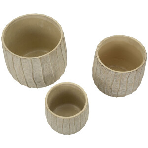 Mauro Ferretti Set de macetas Flocke 3 piezas 30,5x27 / 25x22,2 / 19,5x18 cm crema