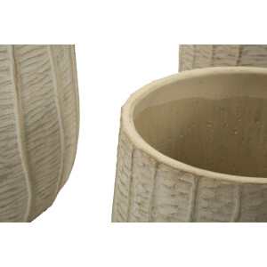 Mauro Ferretti Set de macetas Flocke 3 piezas 30,5x27 / 25x22,2 / 19,5x18 cm crema