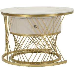 Mauro Ferretti Mesas de Centro Votix Juego de 2 Crema Dorado 70x48 50x43,5 cm