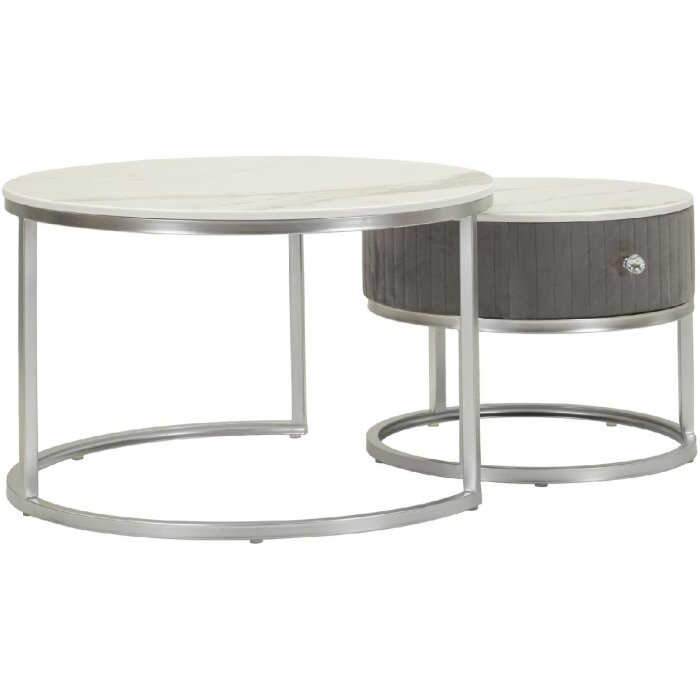 Mauro Ferretti Mesas de Centro Greys Set de 2 70x45 – 50x40 cm gris plata