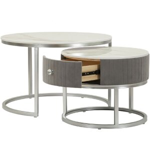 Mauro Ferretti Mesas de Centro Greys Set de 2 70x45 – 50x40 cm gris plata