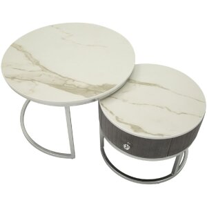 Mauro Ferretti Mesas de Centro Greys Set de 2 70x45 – 50x40 cm gris plata