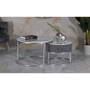 Mauro Ferretti Mesas de Centro Greys Set de 2 70x45 – 50x40 cm gris plata