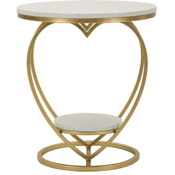 Mauro Ferretti Mesa auxiliar corazón 40x45,5 cm dorado blanco