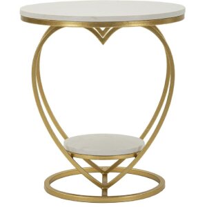 Mauro Ferretti Mesa auxiliar corazón 40x45,5 cm dorado blanco