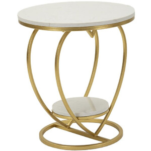 Mauro Ferretti Mesa auxiliar corazón 40x45,5 cm dorado blanco