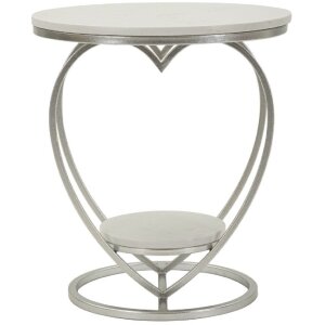 Mesa auxiliar Corazón Mauro Ferretti Ø 40x45,5 cm plata blanco
