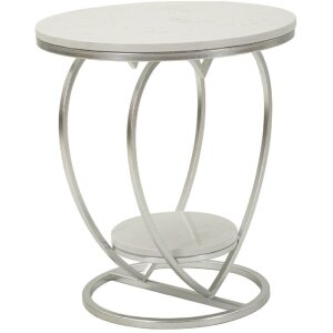 Mesa auxiliar Corazón Mauro Ferretti Ø 40x45,5 cm plata blanco