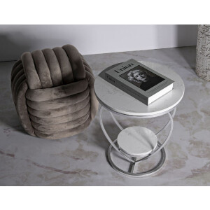 Mesa auxiliar Corazón Mauro Ferretti Ø 40x45,5 cm plata blanco