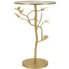 Mauro Ferretti Mesa Auxiliar Pájaros Ø 38x60 cm dorado Vidrio Hierro Estructura de ramas
