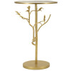 Mauro Ferretti Mesa Auxiliar Pájaros Ø 38x60 cm dorado Vidrio Hierro Estructura de ramas