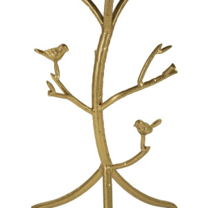 Mauro Ferretti Mesa Auxiliar Pájaros Mármol Ø 38x60 cm dorado blanco