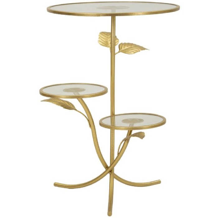 Mauro Ferretti Mesa auxiliar con 3 estantes Ø 54x69,5 cm dorado