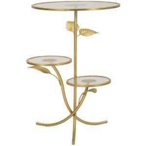 Mauro Ferretti Mesa auxiliar con 3 estantes Ø 54x69,5 cm dorado