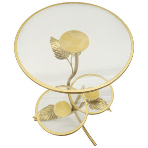Mauro Ferretti Mesa auxiliar con 3 estantes Ø 54x69,5 cm dorado