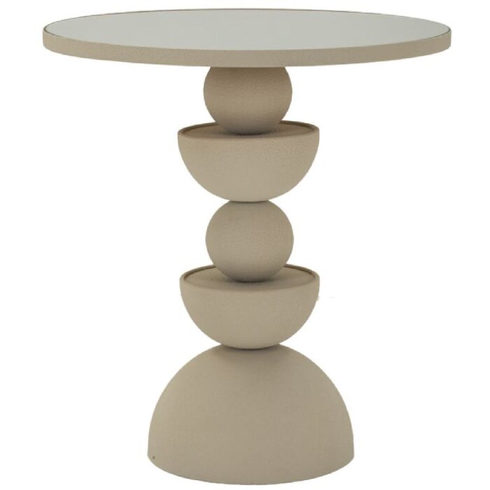 Mauro Ferretti Mesa Auxiliar Düne con Tablero de Espejo Ø 45x49,5 cm crema