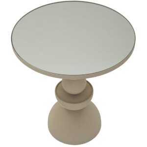 Mauro Ferretti Mesa Auxiliar Düne con Tablero de Espejo Ø 45x49,5 cm crema