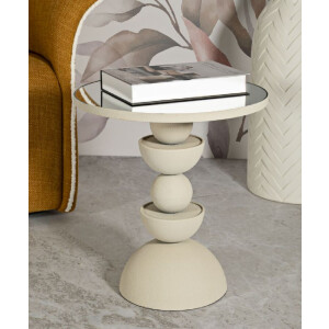 Mauro Ferretti Mesa Auxiliar Düne Espejo 40,5x42 cm Crema