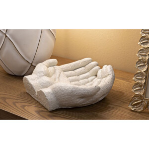 Mauro Ferretti Cuenco decorativo Manos de piedra 22,7x20x7,3 cm crema