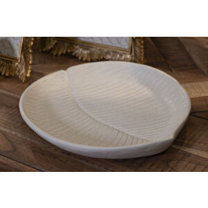Mauro Ferretti Bandeja decorativa Stons 33x29x4 cm crema