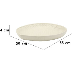 Mauro Ferretti Bandeja decorativa Stons 33x29x4 cm crema