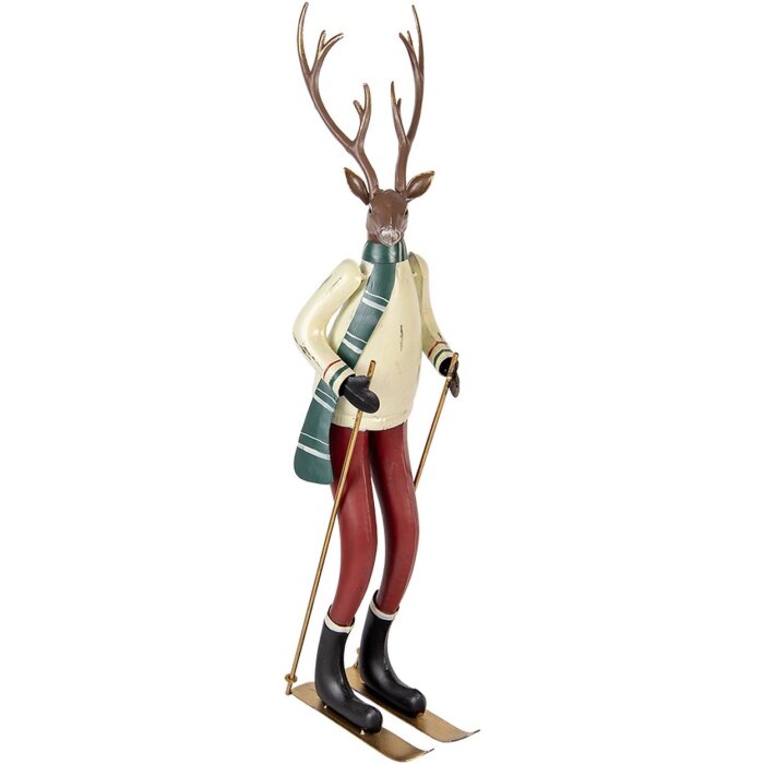 Figura decorativa de ciervo de metal Clayre & Eef Marrón Rojo Verde 65 cm