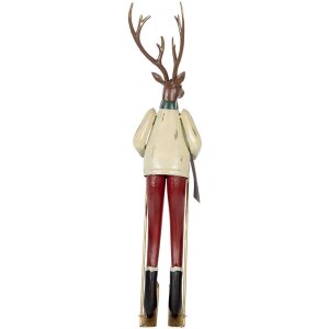 Figura decorativa de ciervo de metal Clayre & Eef Marrón Rojo Verde 65 cm