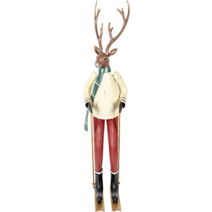 Figura decorativa de ciervo de metal Clayre & Eef Marrón Rojo Verde 65 cm