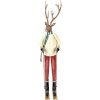 Figura decorativa de ciervo de metal Clayre & Eef Marrón Rojo Verde 65 cm